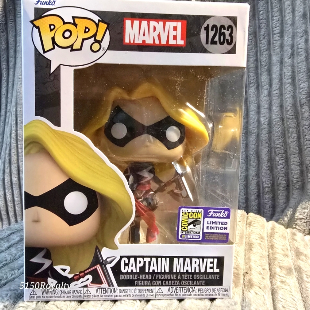 Funko Pop Marvel Captain Marvel #1263 SDCC 2023 Vaulted Limited Edition Bobble